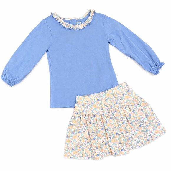 Trotter Street Kids Other - Trotter Street Kids Long-Sleeve Blue Floral Skort Set